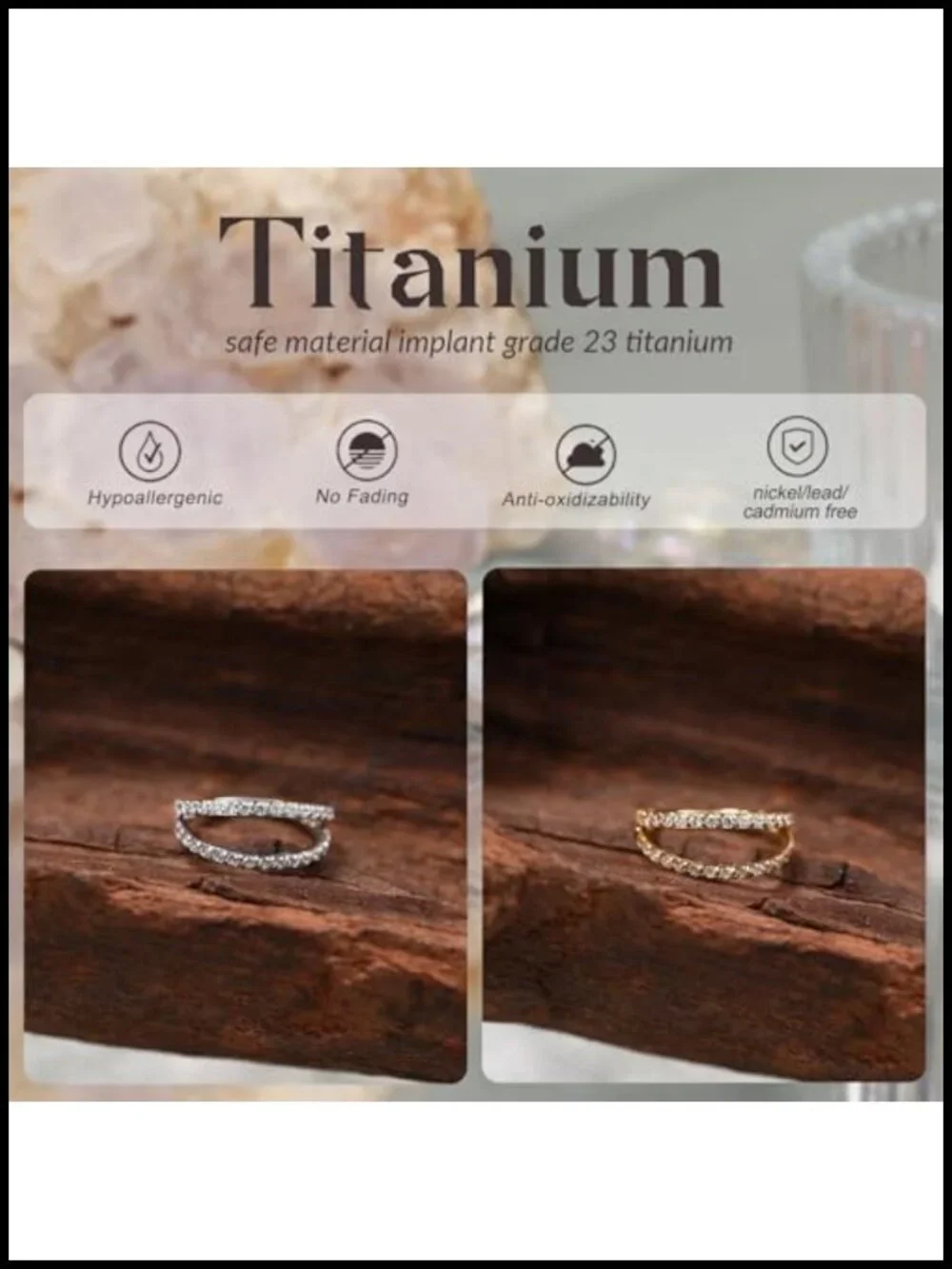 Titanium Nose Hoop Ring Conch Cartilage Clicker 18G 12mm Piercing Jewelry